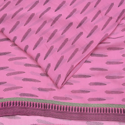 Vintage Saree Pink Pure Chiffon Silk Printed Sari Craft Fabric Sewing 5Yard Soft Quiting crafting