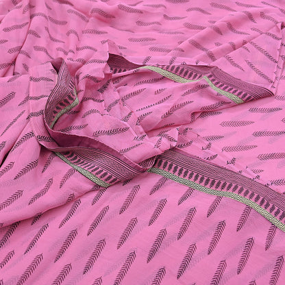 Vintage Saree Pink Pure Chiffon Silk Printed Sari Craft Fabric Sewing 5Yard Soft Quiting crafting