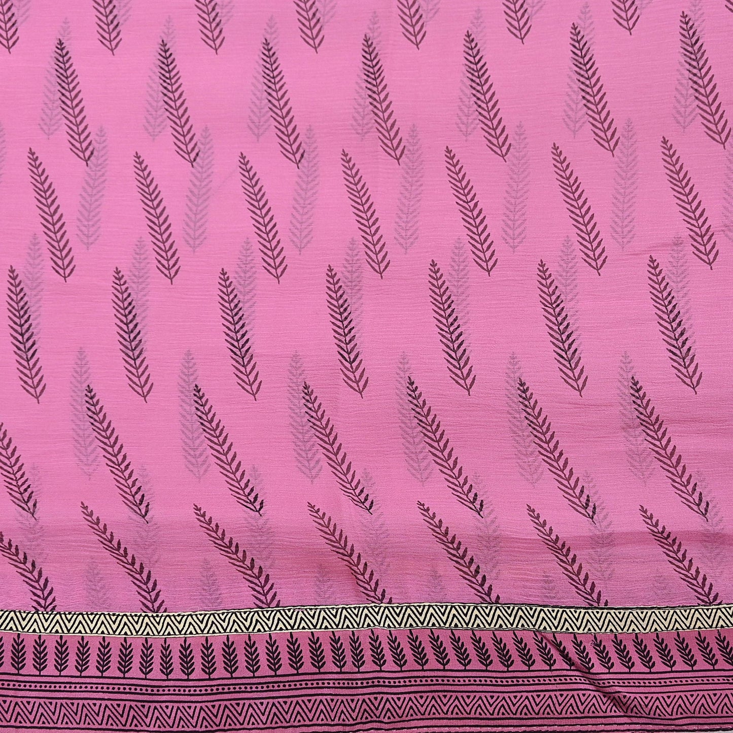 Vintage Saree Pink Pure Chiffon Silk Printed Sari Craft Fabric Sewing 5Yard Soft Quiting crafting