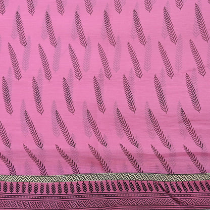 Vintage Saree Pink Pure Chiffon Silk Printed Sari Craft Fabric Sewing 5Yard Soft Quiting crafting
