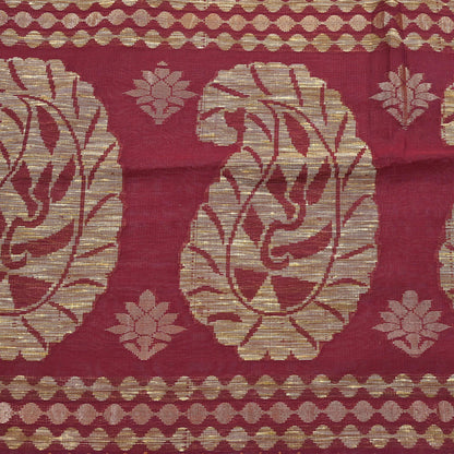 Indian Vintage Sari Maroon Pure Cotton Hand Woven 5Yd Sarees Soft Floral Ethnic Craft Fabric Sewing Dress making Crafting Quilting