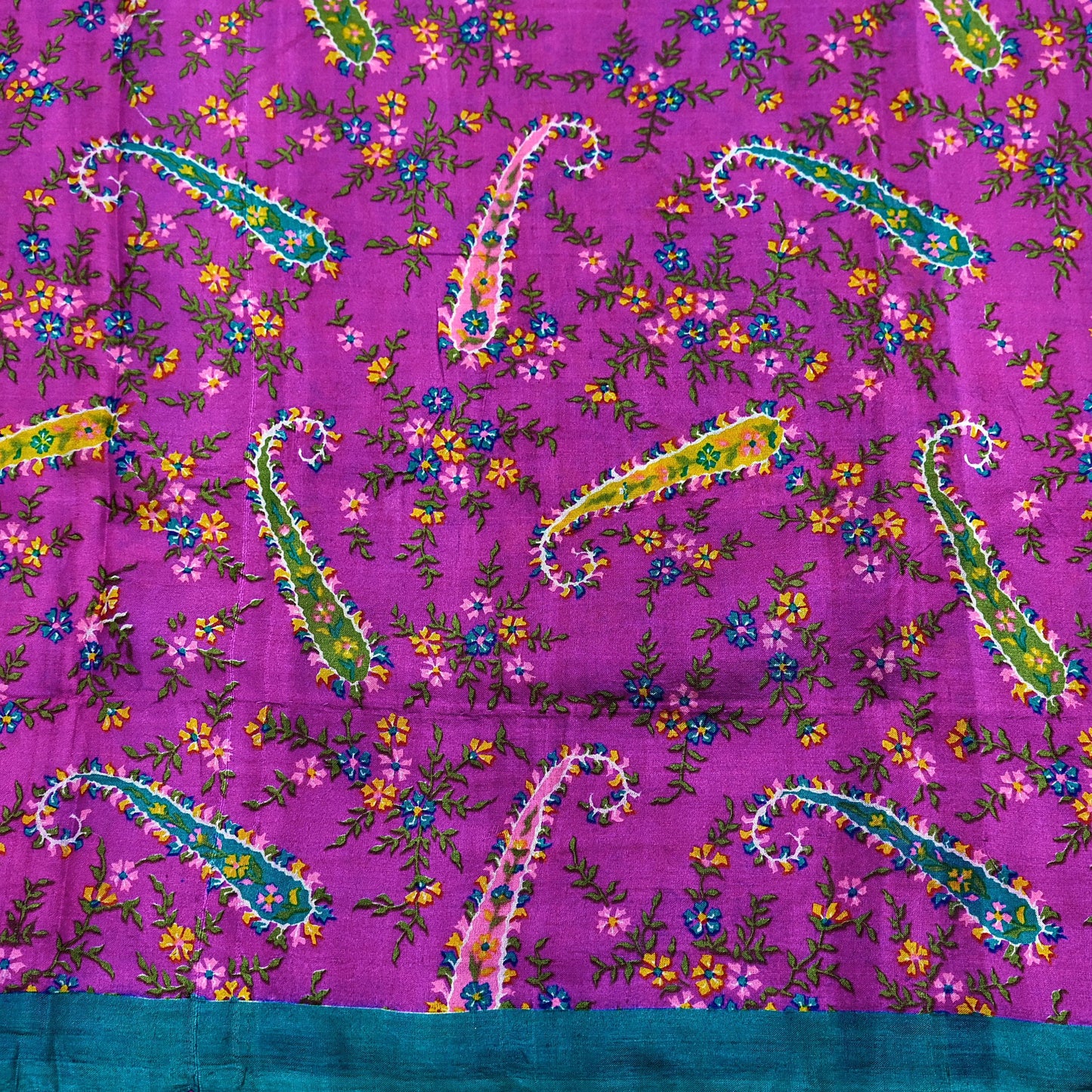 Indian Vintage Sari Purple & Green Pure Silk Printed Saree 5yd Sewing Quilting Craft Fabric Dress Making/ Designing Soft Upcycle Used Floral