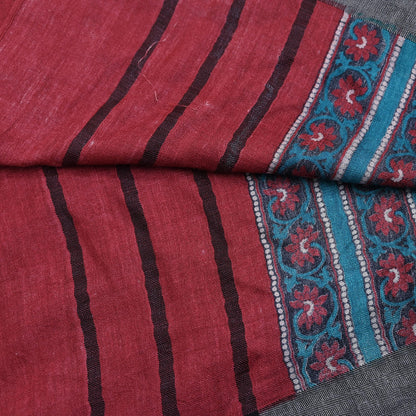 Vintage Red Stole Pure Wool Printed Dupatta Scarf Shawl Wrap Floral Long Winter Scarf for Women, Hijab, Christmas Gift