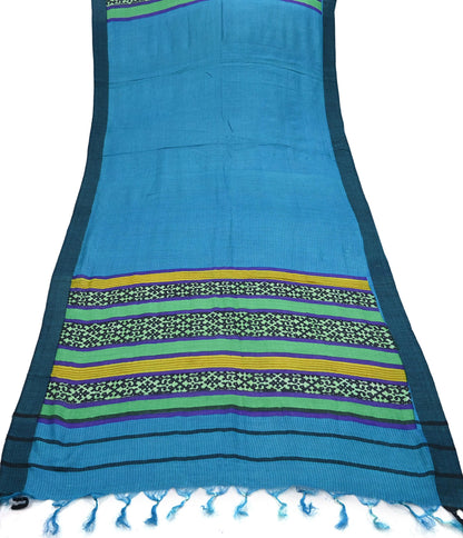 Vintage Blue Stole Pure Wool Printed Dupatta Scarf Shawl Wrap Floral Long Winter Scarf for Women, Hijab, Christmas Gift