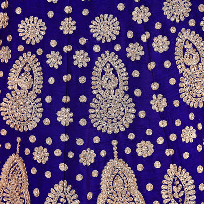 Pre-Owned Abu Jani Blue Raw Silk Bridal Skirt, Hand Embroidered Couture Lehenga, Designer Indian Wedding Outfit, Festive Luxury Wear