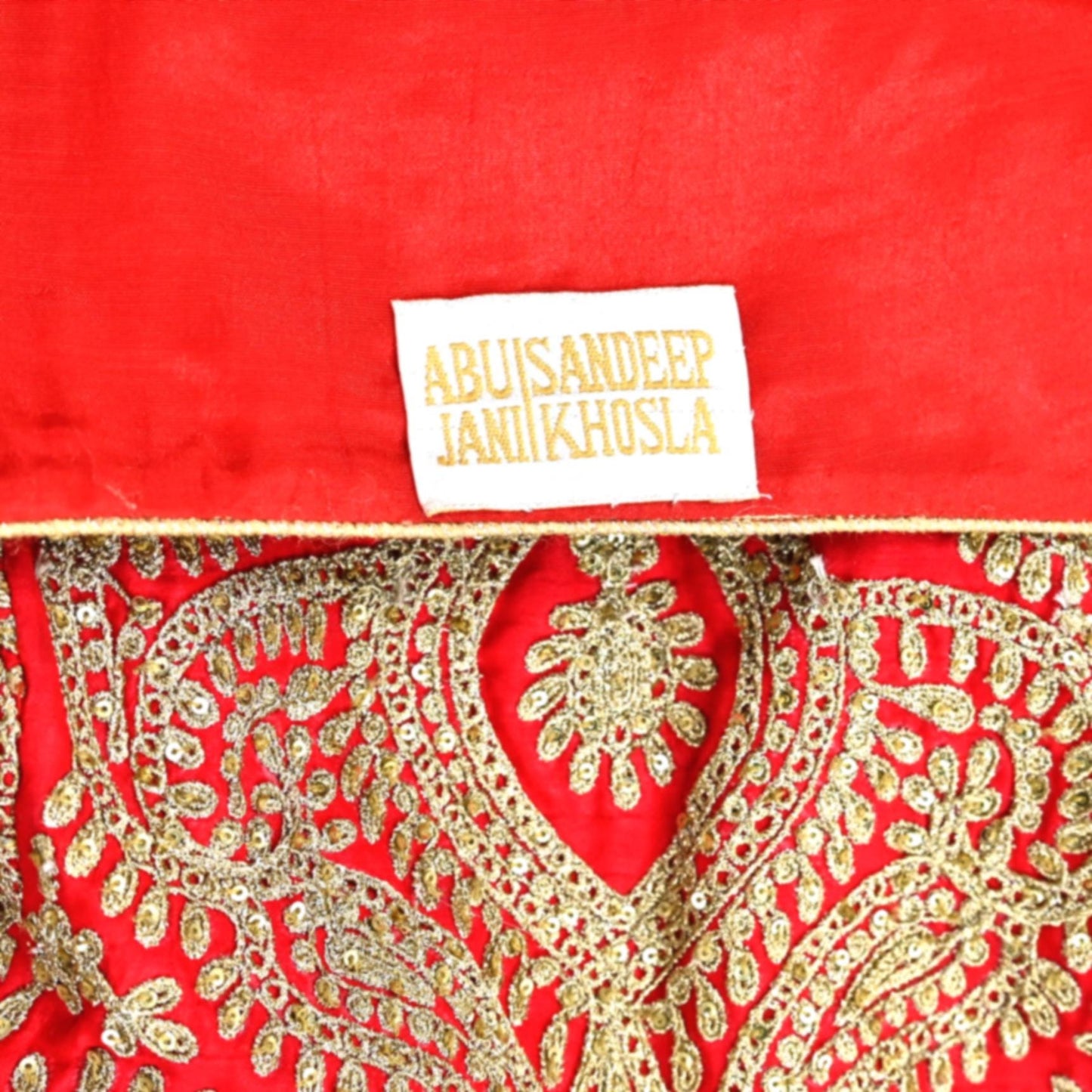 Indian Pre-owned Designer Abu jani Red Raw Silk Hand Embroidered Blouse/Top/Crop L Size Party wear Bollywood
