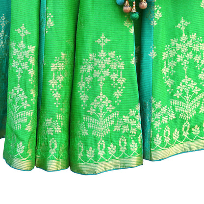 Abu Jani Bridal Lehenga Set Green Banarasi Raw Silk Handwoven Designer Couture Outfit Wedding Lehenga with Dupatta