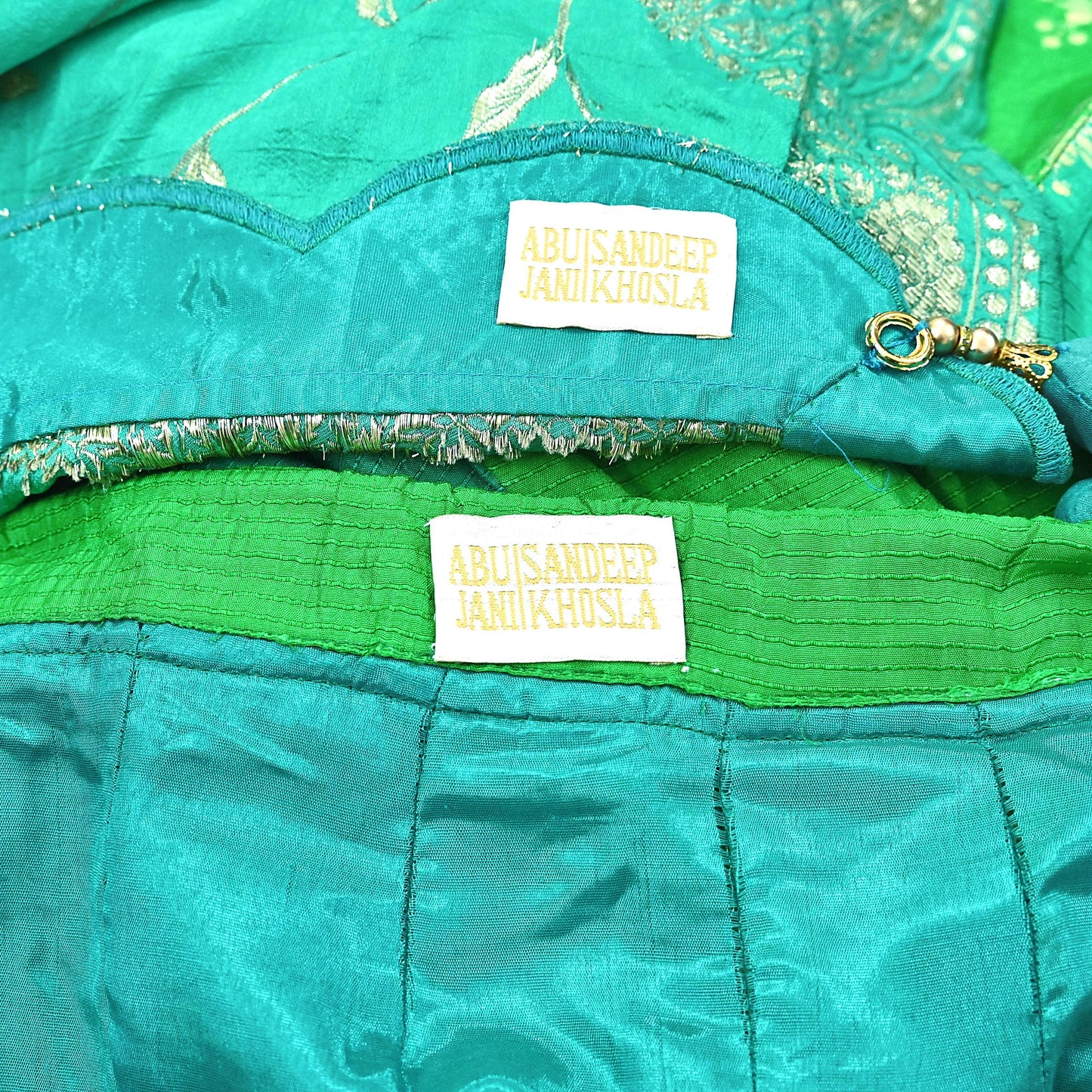 Abu Jani Bridal Lehenga Set Green Banarasi Raw Silk Handwoven Designer Couture Outfit Wedding Lehenga with Dupatta