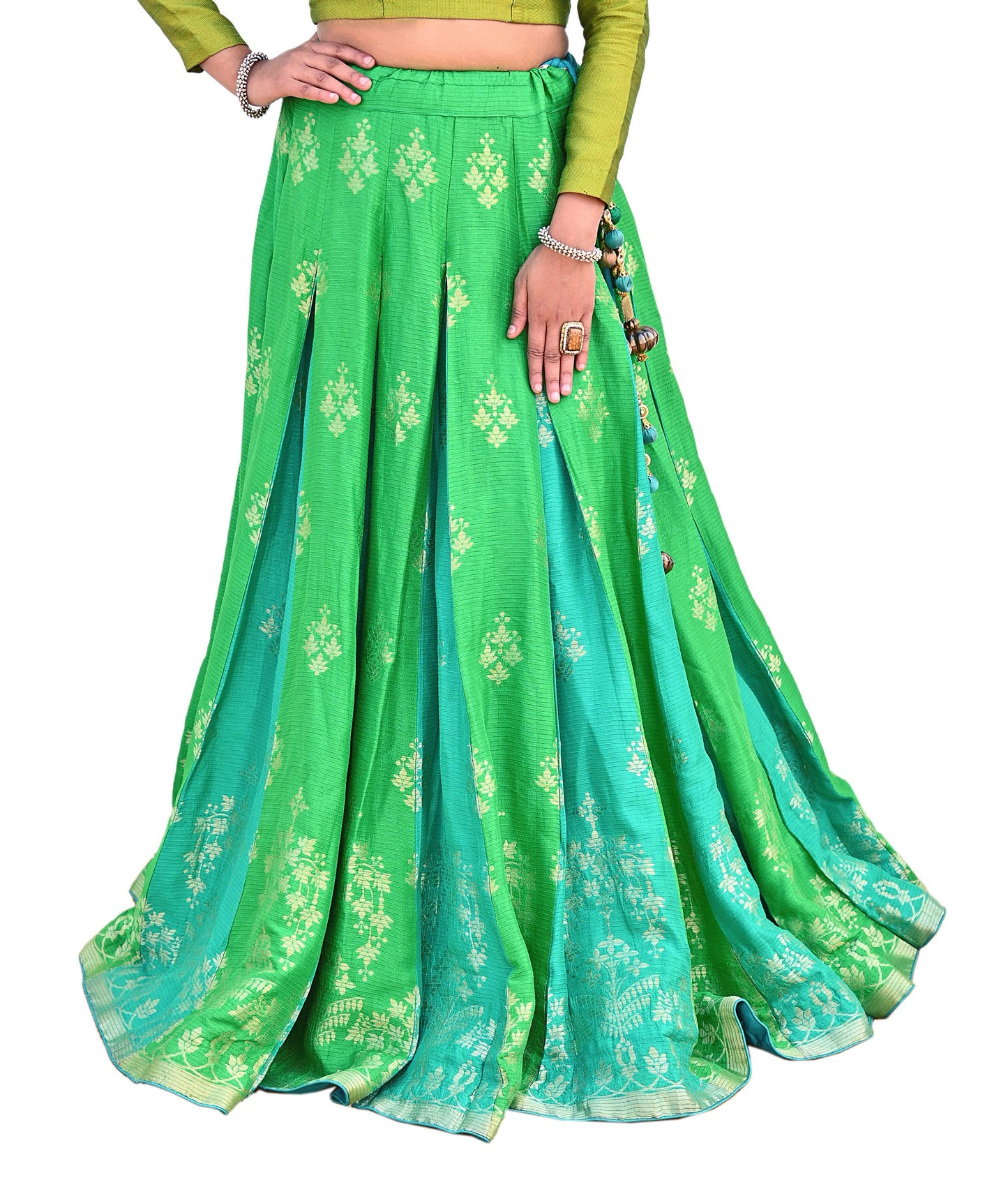 Abu Jani Bridal Lehenga Set Green Banarasi Raw Silk Handwoven Designer Couture Outfit Wedding Lehenga with Dupatta