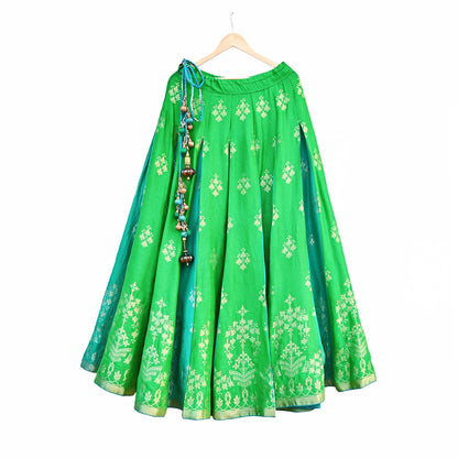 Abu Jani Green Banarasi Raw Silk Bridal Skirt, Handwoven Wedding Lehenga, Couture Designer Outfit, Indian Bridal Wear, Festive