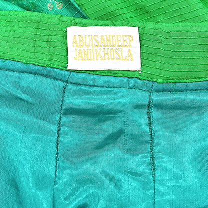 Abu Jani Green Banarasi Raw Silk Bridal Skirt, Handwoven Wedding Lehenga, Couture Designer Outfit, Indian Bridal Wear, Festive