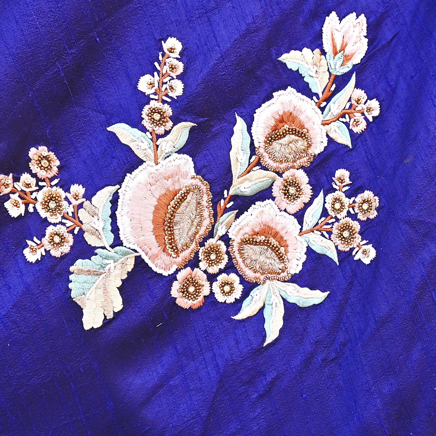 Anamika Khanna Deep Blue Raw Silk Bridal Lehenga Set Heavy Hand Embroidered Wedding Outfit with Net Dupatta Couture Indian Wear