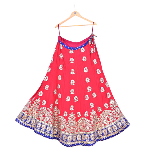 Abu Jani Red Banarasi Raw Silk Bridal Skirt, Gota patti Work Lehenga, Hand Embroidered Couture Indian Wedding Wear, Designer Festive Outfit