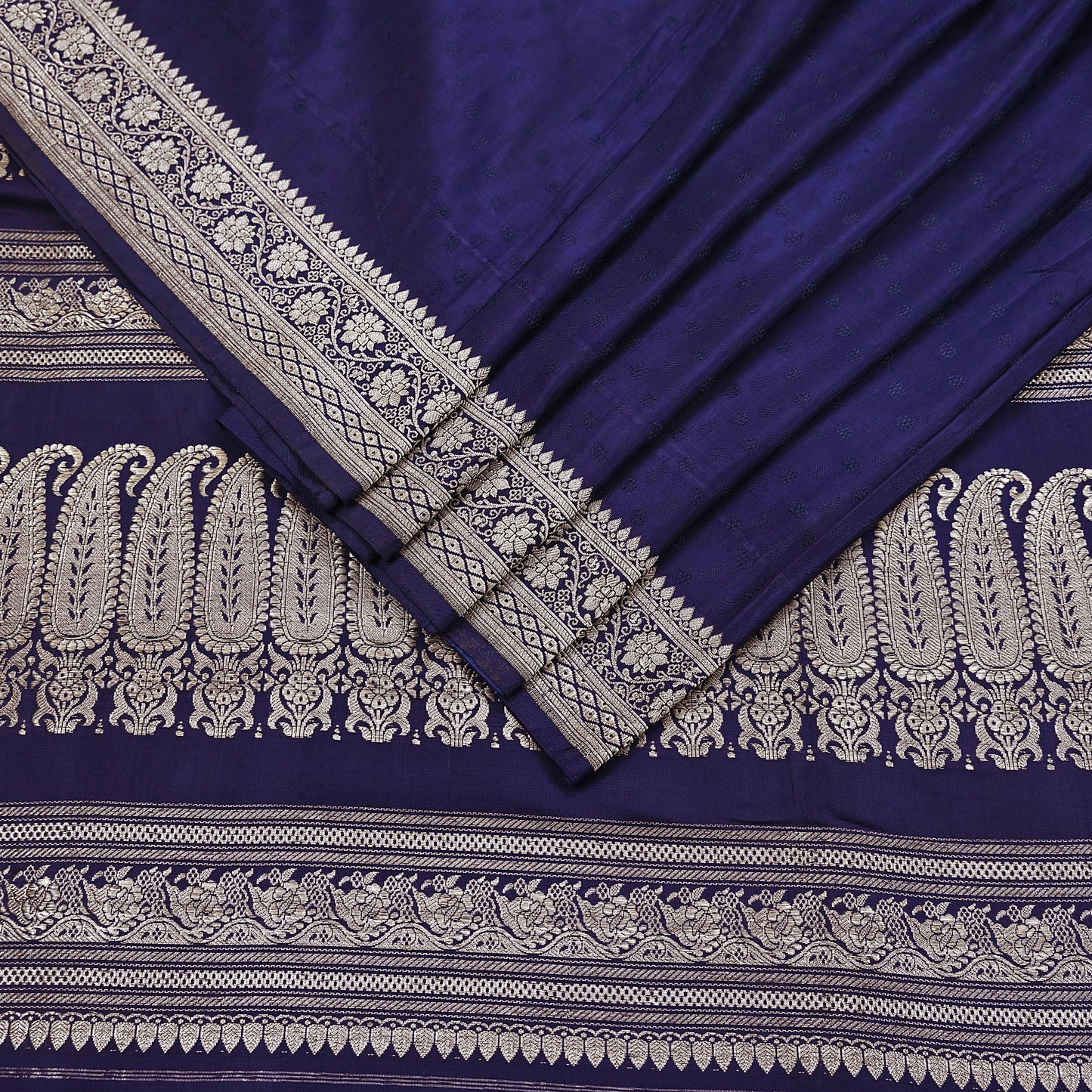 Vintage Banarasi Saree Pure Satin Silk Woven Brocade Zari Fabric Blue Heavy Craft Sari 5 Yards Indian Antique Textile Dress Making