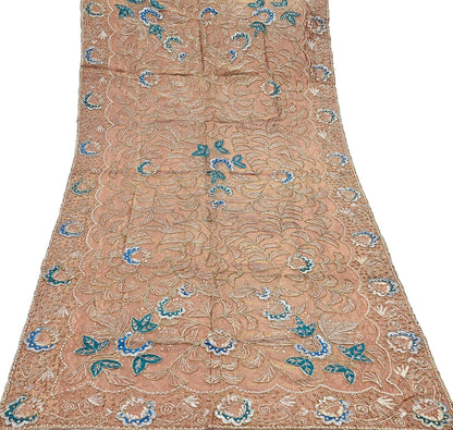Indian Vintage Heavy Golden Dupatta Tissue Silk Long Stole Hand Embroidered Scarf Zari Zardozi/Dabka