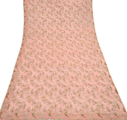 Indian Vintage Heavy Wedding Peach Dupatta Pure Organza Silk Long Stole Hand Embroidered Scarves Zardozi Zari Bridal Veil Wrap Hijab