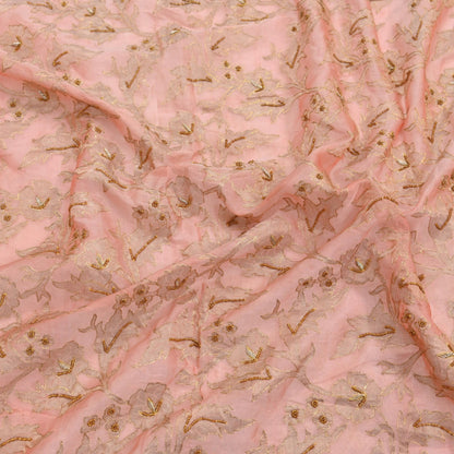Indian Vintage Heavy Wedding Peach Dupatta Pure Organza Silk Long Stole Hand Embroidered Scarves Zardozi Zari Bridal Veil Wrap Hijab
