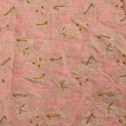 Indian Vintage Heavy Wedding Peach Dupatta Pure Organza Silk Long Stole Hand Embroidered Scarves Zardozi Zari Bridal Veil Wrap Hijab