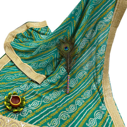 Indian Vintage Green Saree Hand Embroidered Bandhani Printed Sari 100% Pure Silk 5yard Soft Craft Fabric Beaded