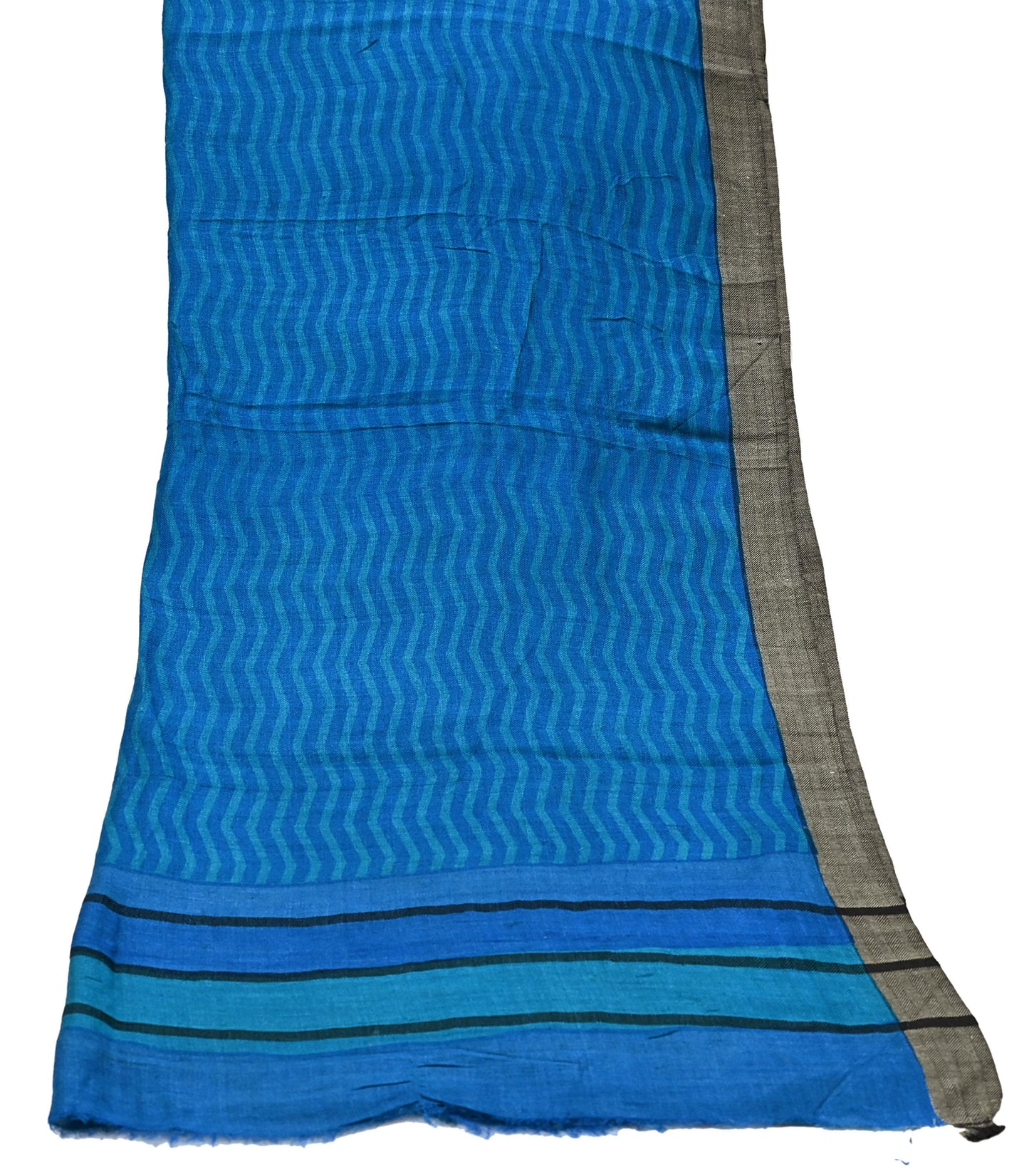 Vintage Blue Stole Pure Wool Printed Dupatta Scarf Shawl Wrap Floral Long Winter Scarf for Women, Hijab, Christmas Gift