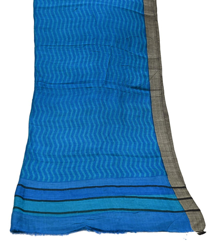 Vintage Blue Stole Pure Wool Printed Dupatta Scarf Shawl Wrap Floral Long Winter Scarf for Women, Hijab, Christmas Gift