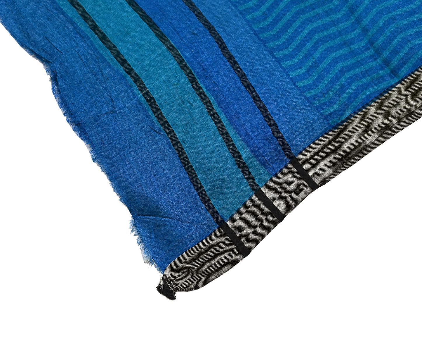 Vintage Blue Stole Pure Wool Printed Dupatta Scarf Shawl Wrap Floral Long Winter Scarf for Women, Hijab, Christmas Gift