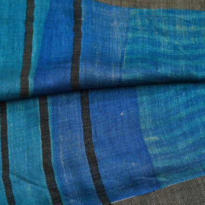 Vintage Blue Stole Pure Wool Printed Dupatta Scarf Shawl Wrap Floral Long Winter Scarf for Women, Hijab, Christmas Gift