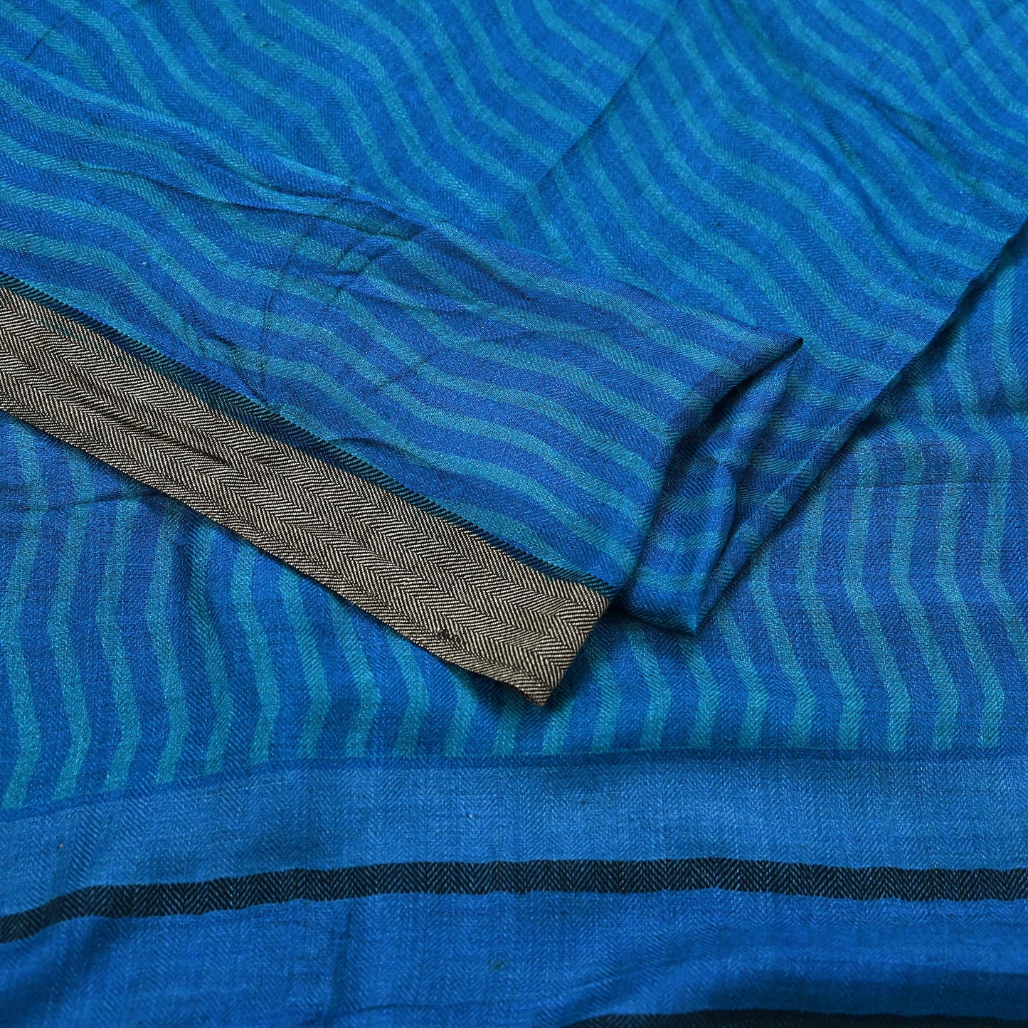Vintage Blue Stole Pure Wool Printed Dupatta Scarf Shawl Wrap Floral Long Winter Scarf for Women, Hijab, Christmas Gift