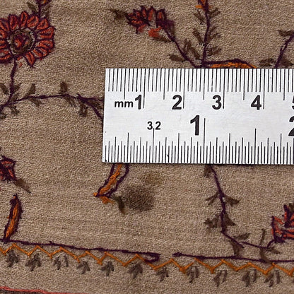 Indian Vintage Brown Shawl Pure Woolen Handmade Suzani Long Throw Stole Warm Design Soft Soft Cozy