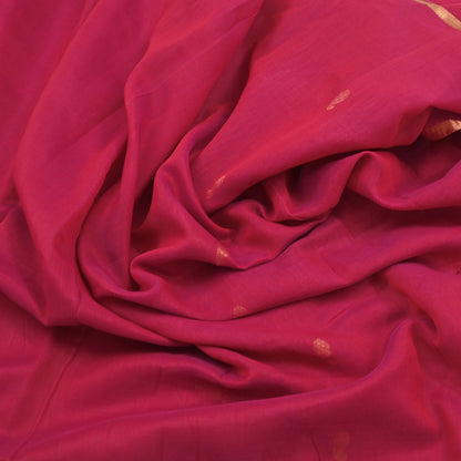 Indian Vintage Sari Pink & Orange Hand Woven Printed Sari 100% Pure Silk Sarees Craft Fabric 5yd Soft Zari Dress making Quilting Used
