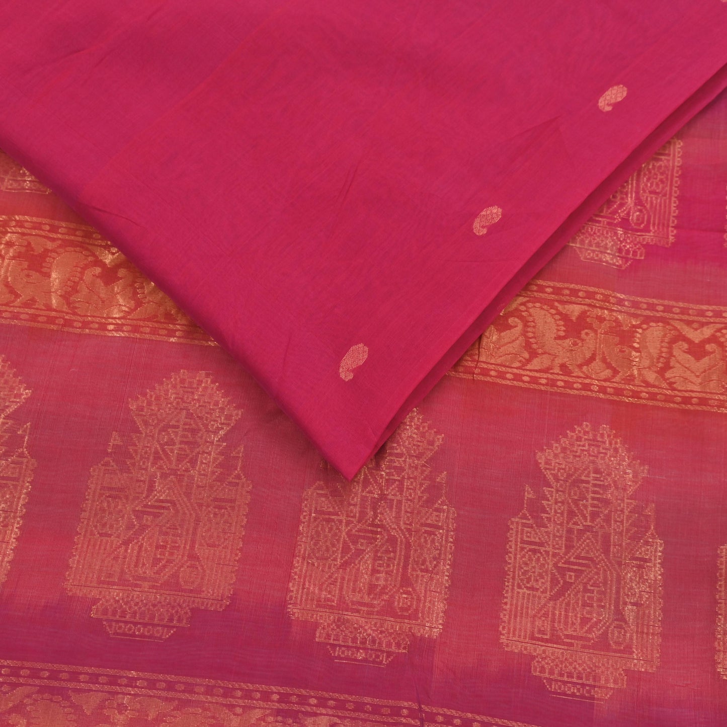 Indian Vintage Sari Pink & Orange Hand Woven Printed Sari 100% Pure Silk Sarees Craft Fabric 5yd Soft Zari Dress making Quilting Used