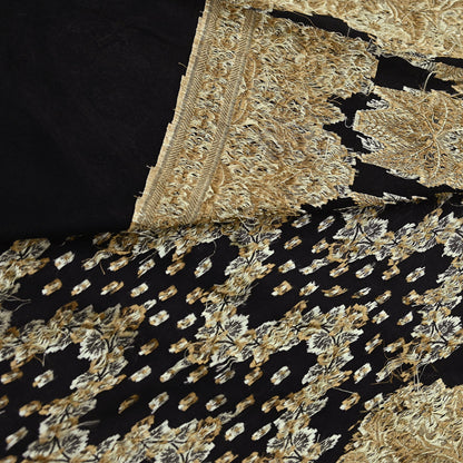 Indian Vintage Sari Black 100% Pure Silk Hand Woven Sarees Craft Fabric 5Yd Ethnic Sewing Dress making Crafting Quilting Upcycle