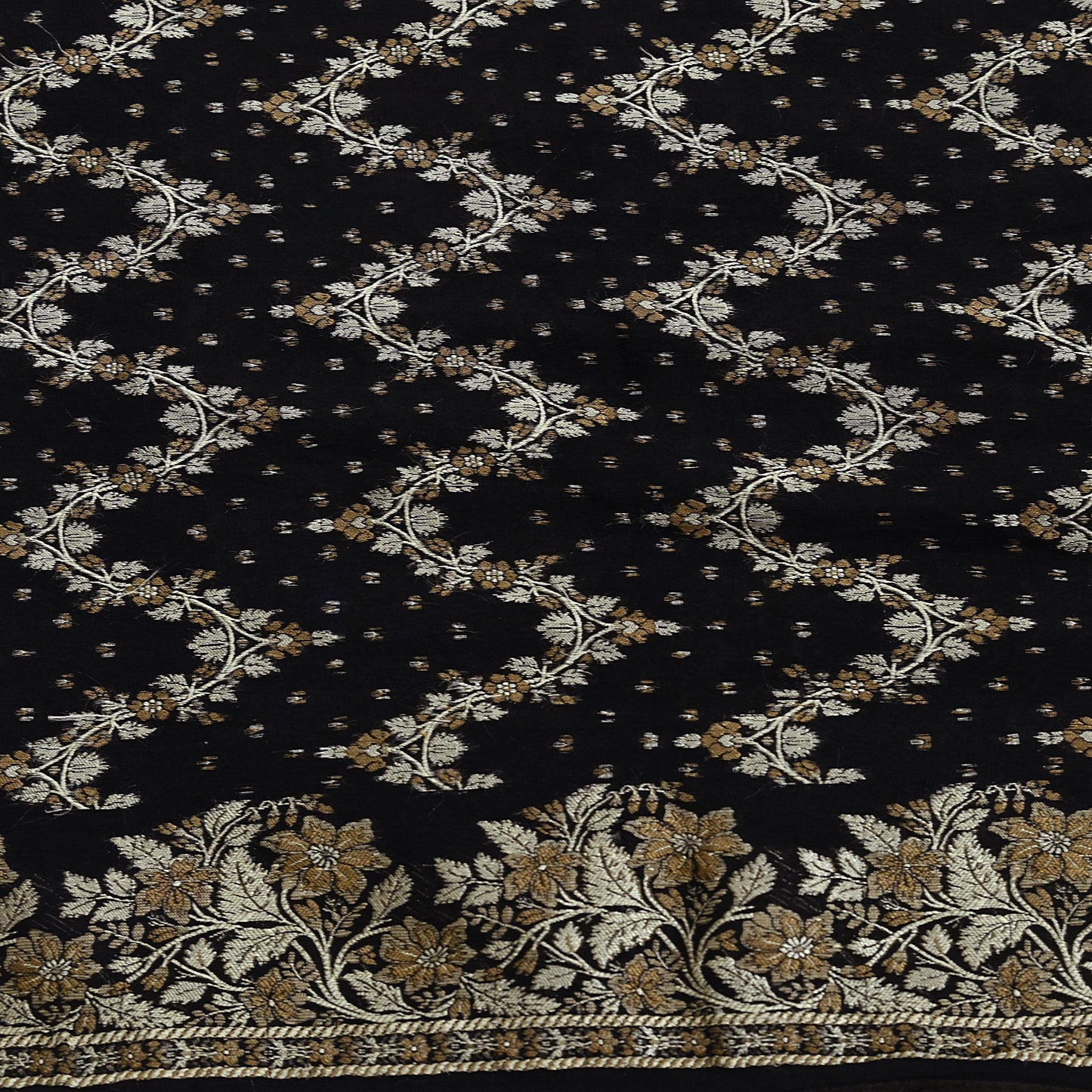 Indian Vintage Sari Black 100% Pure Silk Hand Woven Sarees Craft Fabric 5Yd Ethnic Sewing Dress making Crafting Quilting Upcycle