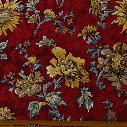 Indian Vintage Sari Red Pure Crepe Silk Printed Saree 5yard Sewing Quilting Floral Soft Craft Fabric Wrap