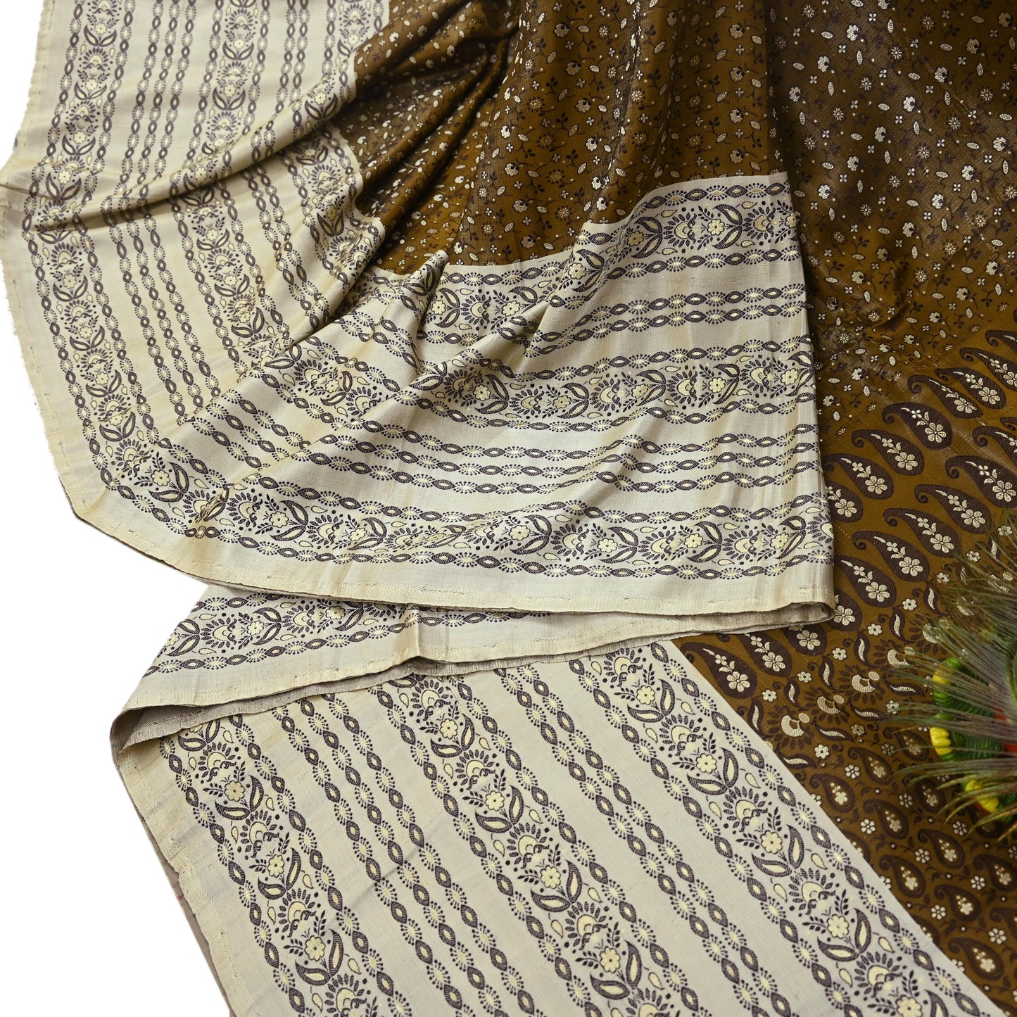 Vintage Green Banarasi Silk Saree Pure Satin Silk Handwoven Tanchoi Fabric with Floral Weave 5 Yard Dressmaking Craft Material
