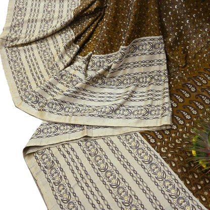 Vintage Green Banarasi Silk Saree Pure Satin Silk Handwoven Tanchoi Fabric with Floral Weave 5 Yard Dressmaking Craft Material