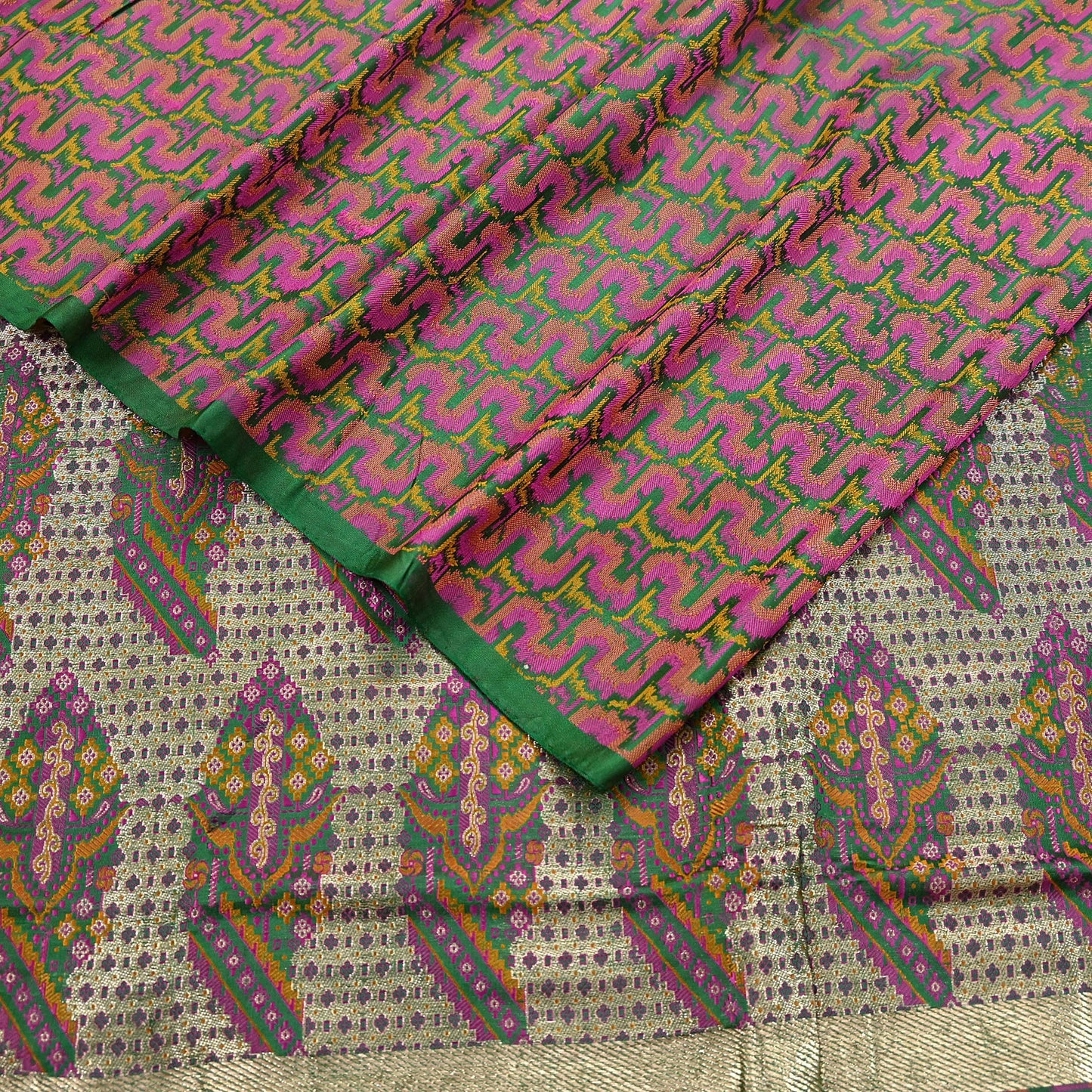 Vintage Green Banarasi Silk Saree Pure Satin Silk Handwoven Tanchoi Fabric with Paisley Weave 5 Yard Dressmaking Craft Material