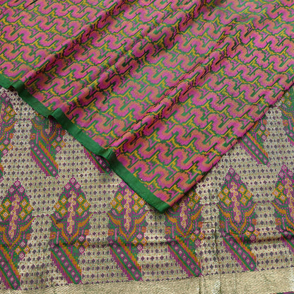 Vintage Green Banarasi Silk Saree Pure Satin Silk Handwoven Tanchoi Fabric with Paisley Weave 5 Yard Dressmaking Craft Material