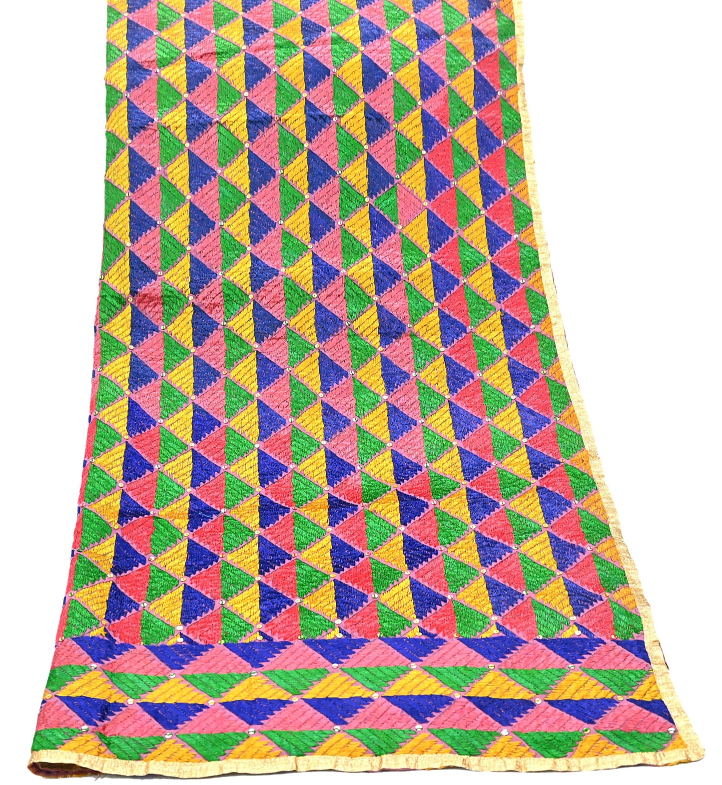 Indian Vintage Pink Wedding Dupatta Long Stole Pure Cotton Hand Embroidered Bagh Phulkari Stole Scarves