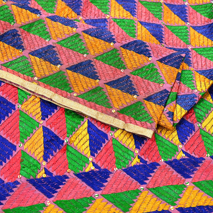 Indian Vintage Pink Wedding Dupatta Long Stole Pure Cotton Hand Embroidered Bagh Phulkari Stole Scarves