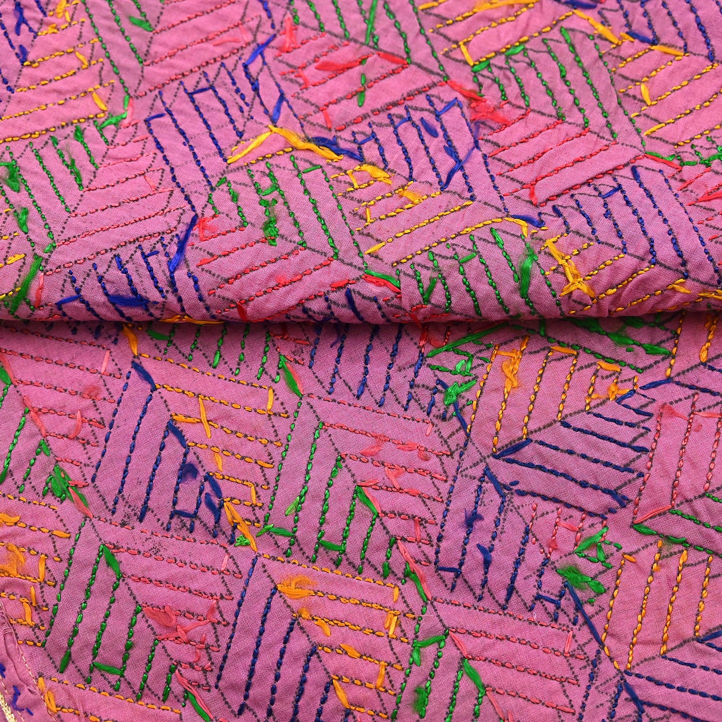 Indian Vintage Pink Wedding Dupatta Long Stole Pure Cotton Hand Embroidered Bagh Phulkari Stole Scarves