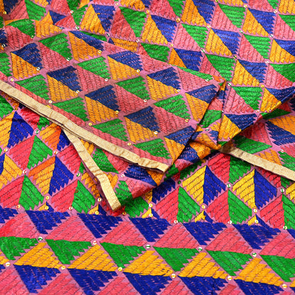 Indian Vintage Pink Wedding Dupatta Long Stole Pure Cotton Hand Embroidered Bagh Phulkari Stole Scarves