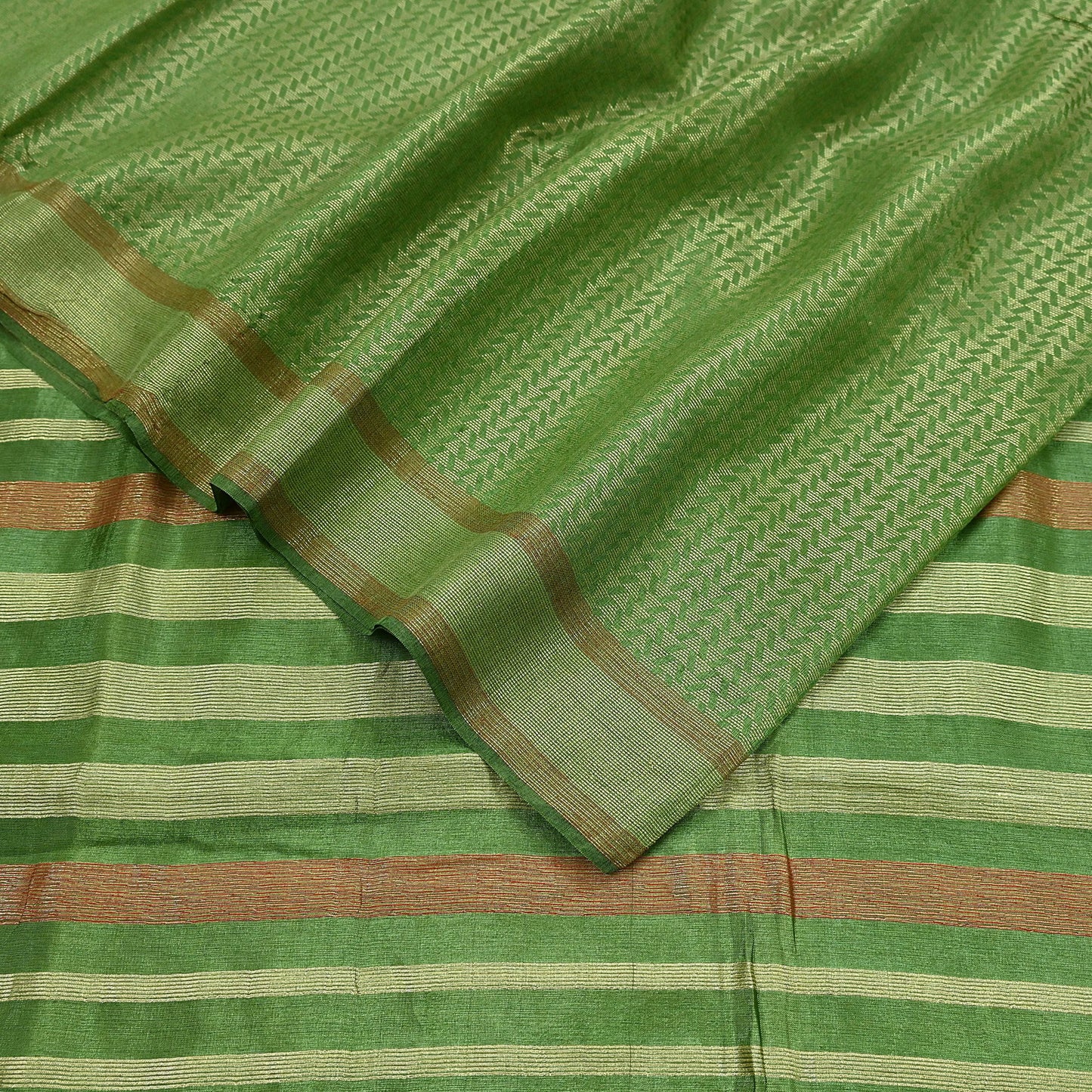 Indian Vintage Heavy Sari Green Pure Khadi Silk Handloom Saree Craft Fabric 5yd Ethnic Wear Dress making For Crafting Quilting
