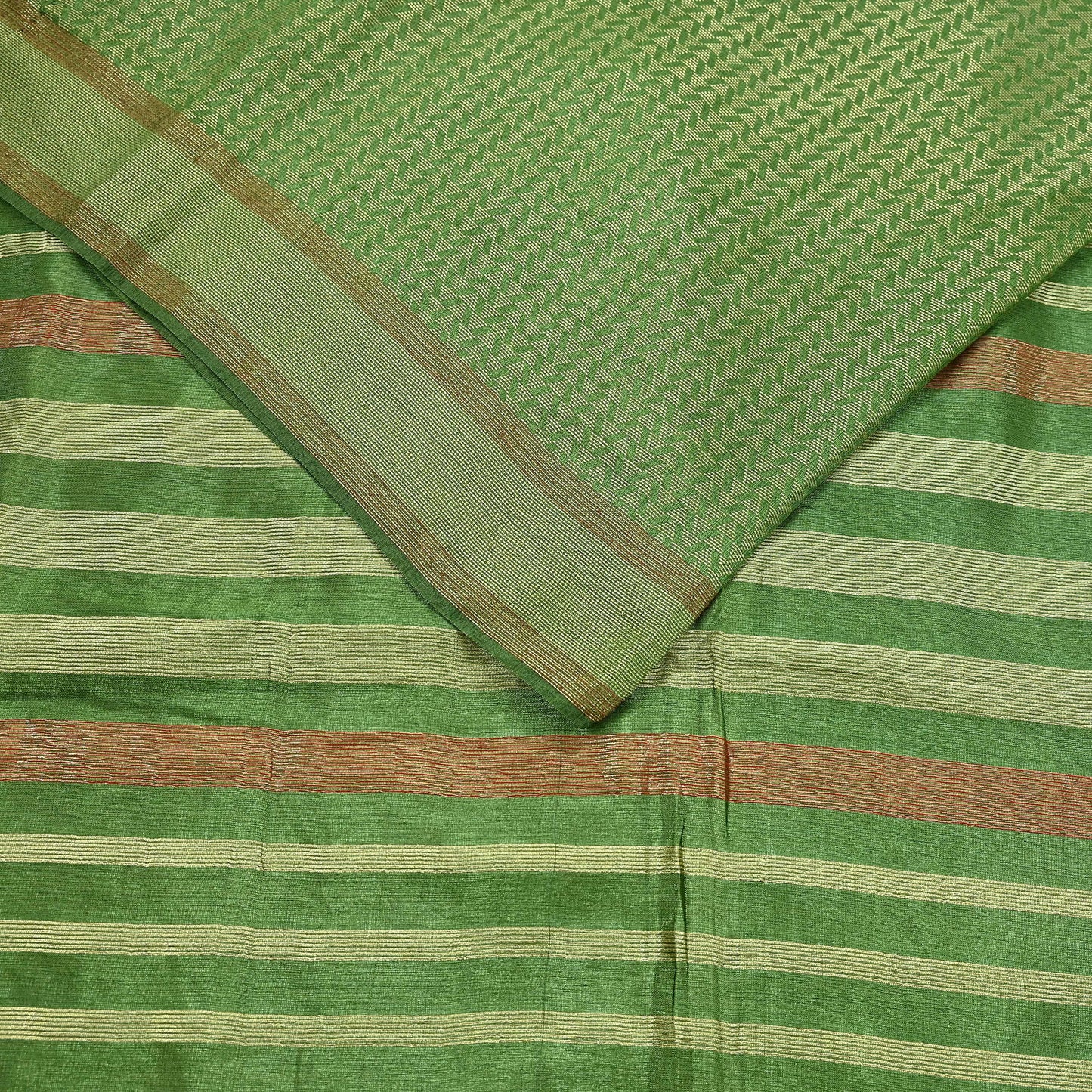 Indian Vintage Heavy Sari Green Pure Khadi Silk Handloom Saree Craft Fabric 5yd Ethnic Wear Dress making For Crafting Quilting