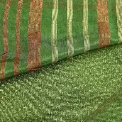 Indian Vintage Heavy Sari Green Pure Khadi Silk Handloom Saree Craft Fabric 5yd Ethnic Wear Dress making For Crafting Quilting