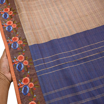 Vintage Blue beige Green Wool Saree Indian Pure Wool Floral Woven Fabric 5 Yard Soft Warm Craft Material for Winter Dressmaking & Sewing