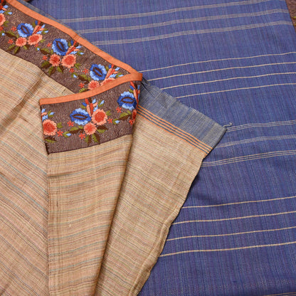 Vintage Blue beige Green Wool Saree Indian Pure Wool Floral Woven Fabric 5 Yard Soft Warm Craft Material for Winter Dressmaking & Sewing