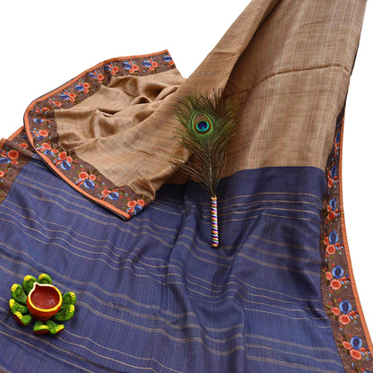 Vintage Blue beige Green Wool Saree Indian Pure Wool Floral Woven Fabric 5 Yard Soft Warm Craft Material for Winter Dressmaking & Sewing