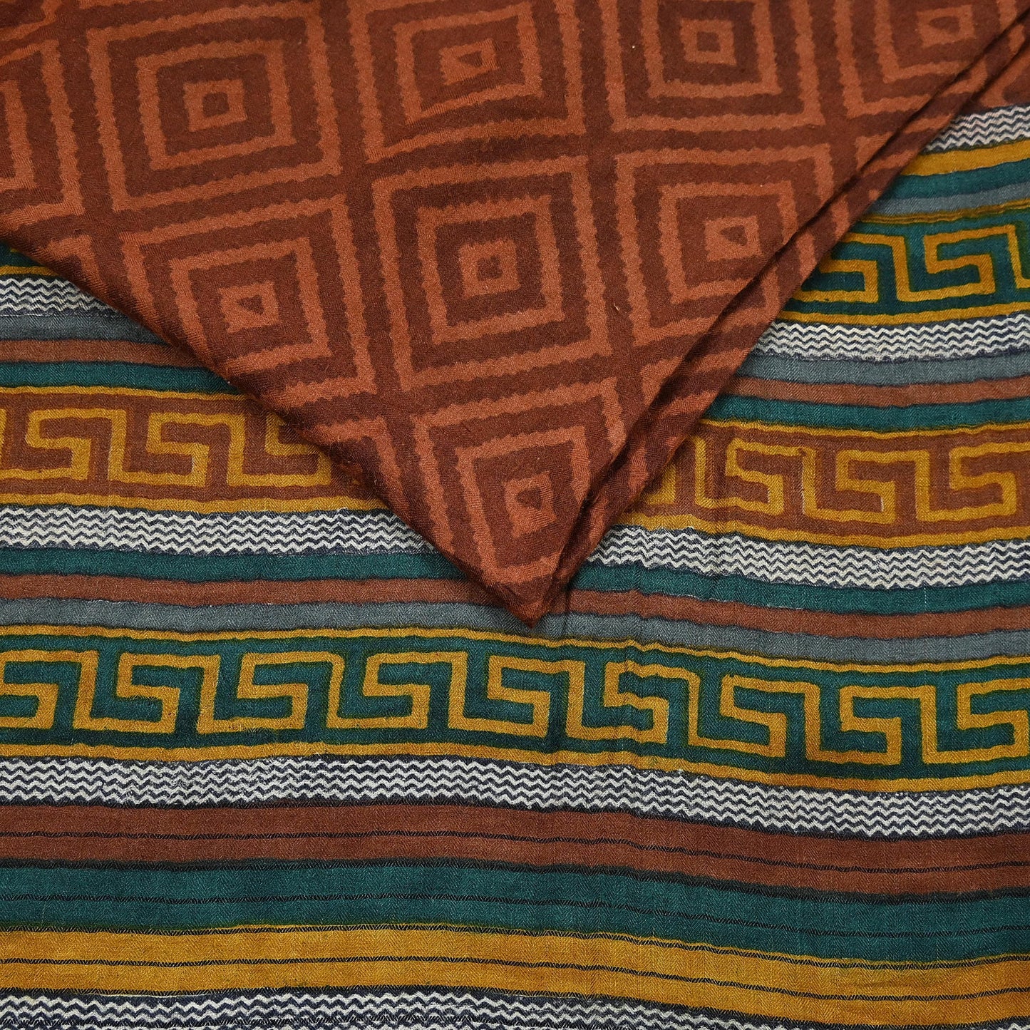 Vintage Maroon Brown Wool Saree Indian Pure Wool Floral Woven Fabric 5 Yard Soft Warm Craft Material for Winter Dressmaking & Sewing