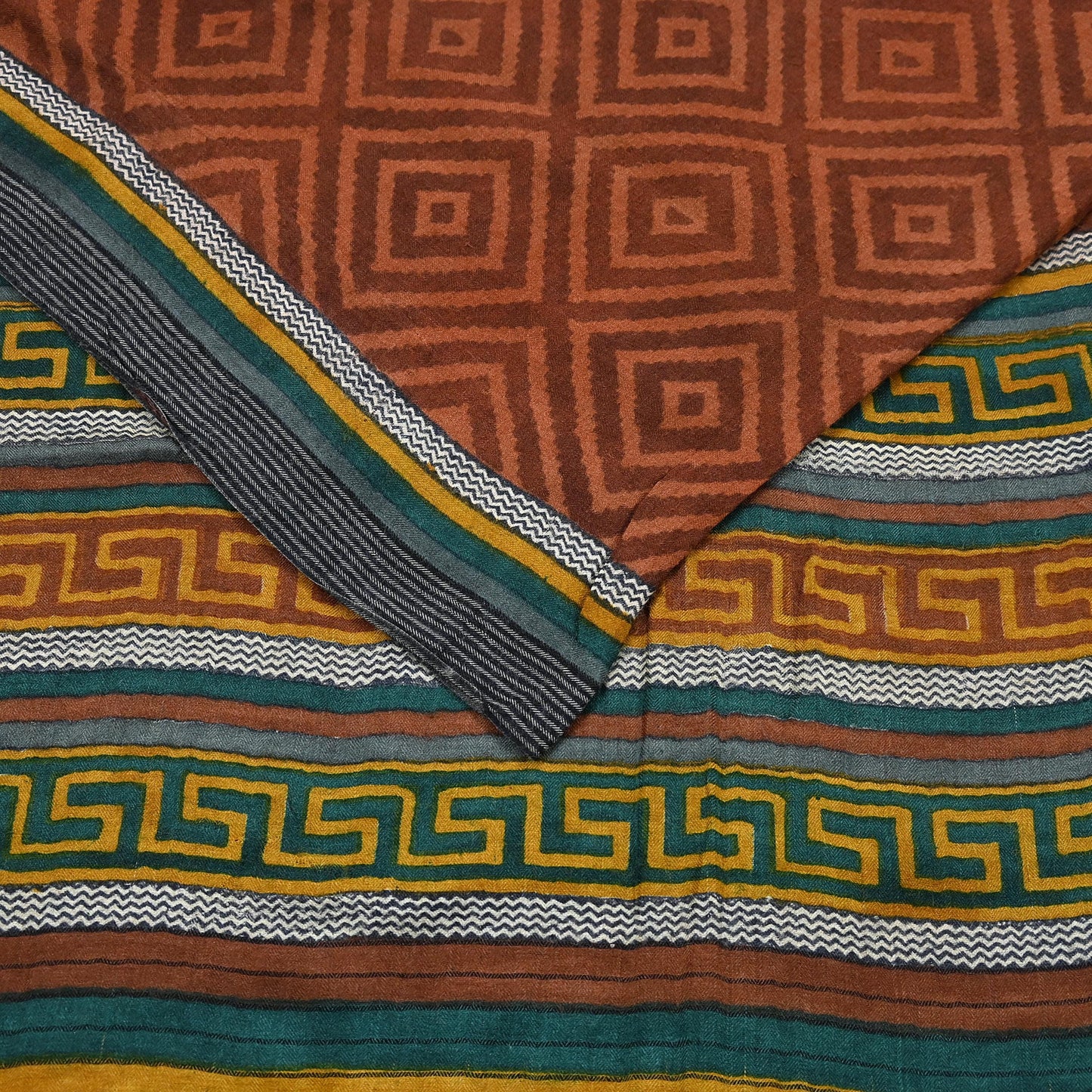 Vintage Maroon Brown Wool Saree Indian Pure Wool Floral Woven Fabric 5 Yard Soft Warm Craft Material for Winter Dressmaking & Sewing